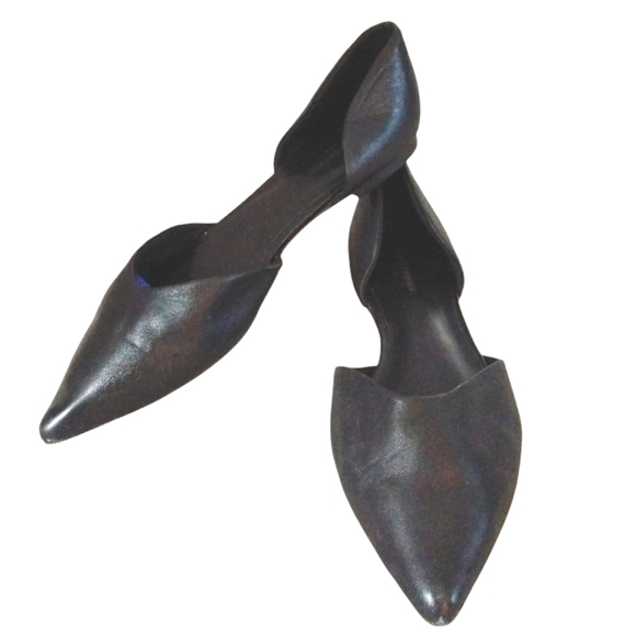 Banana Republic Modern D'orsay Flats Women's Black Leather Loafers Size 8 - Picture 1 of 9